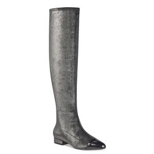 Women's Charcoal Grey Metallic Over-The-Knee Stretch Boots | NEW Size 8 M